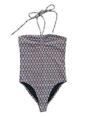 ZARA Black White, Lavender & Orange Patterned One-Piece Swimsuit / Bodysuit